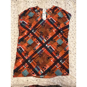 NWT Cabi Two Piece Summer Flowy Top Womens Size XS Orange Brown Flowered